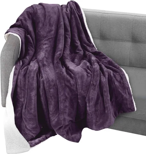 Vista 30 de Elegant Comfort Manta, Manta Reversible de Franela Sherpa, Ultra-Suave, Mullida, Acogedora y Afelpada - Manta Decorativa Ligera para Todas las Gris