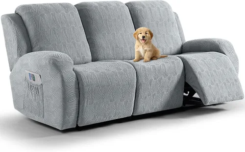 Vista 43 de VANSOFY Fundas para sillas reclinables, 4 piezas, elásticas, de tela jacquard, suave funda para silla reclinable, protector de muebles con parte