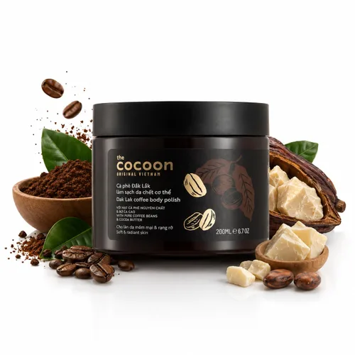 Vista 16 de Cocoon Original Vietnam Dak Lak Coffee Body Scrub 20.3 fl oz / 20.3 fl oz – Esmalte corporal exfoliante con posos de café, manteca de cacao y Body