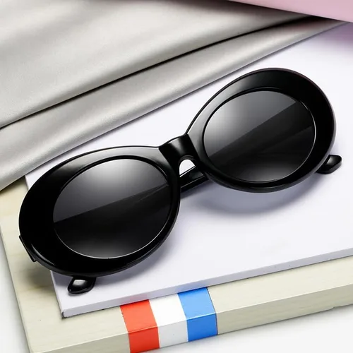 Vista 3 de ADMIRING Gafas de sol redondas ovaladas blancas gruesas y atrevidas gafas ovaladas Mod Retro Vintage
