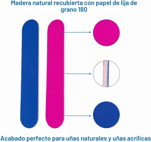 Vista 3 de Emery Boards para uñas, 100 limas de uñas para uñas naturales, pequeñas, desechables, de doble cara, lima de uñas coloridas, a granel para el hogar