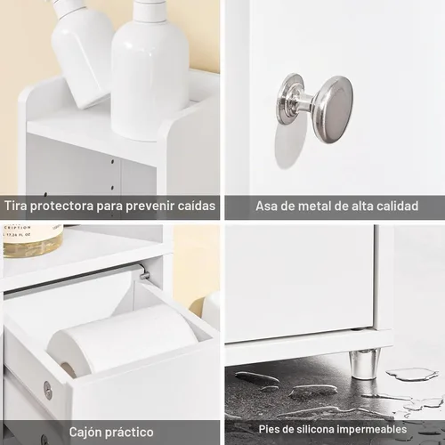 Vista 14 de SoBuy Gabinete de almacenamiento de baño pequeño, tamaño múltiple, blanco