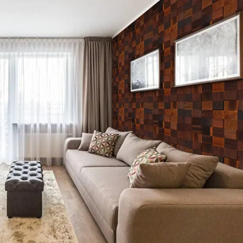 Vista 5 de Alenor Tessera - Paneles de pared de madera áspera 3D marrón, tablones de 5.80 pies cuadrados, juego de paneles de madera natural recuperada, ajuste