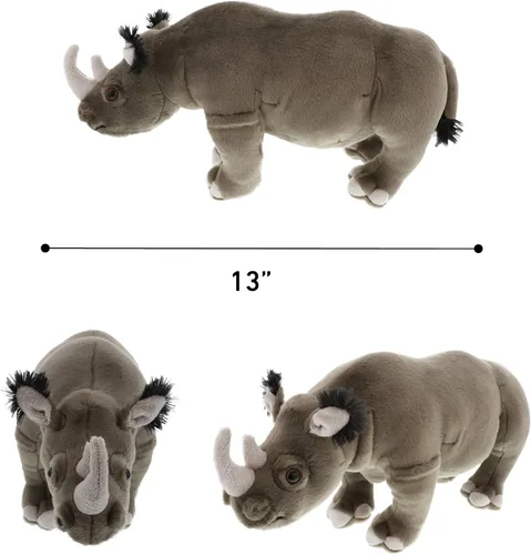 Vista 3 de DolliBu Colección de animales de peluche salvaje, Storytime Buddy Rhino Animal para niños, animales de peluche de safari de felpa de rinoceronte