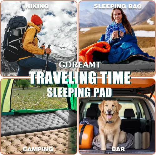 Vista 6 de Colchoneta inflable para acampar con almohada, extra gruesa de 4 pulgadas con bomba integrada, colchón de aire compacto y ultraligero para acampar
