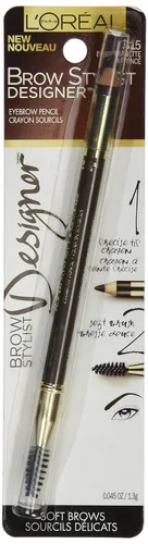 Vista 2 de L'Oréal Paris - Lápiz de cejas de diseñador para cejas, color castaño oscuro, 0.045 onzas