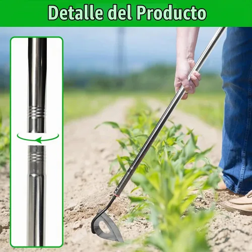Vista 3 de Hoe - Herramienta de jardín, azada hueca endurecida de acero, azada de acción resistente con mango ajustable de 55 pulgadas, azada de hula de jardín