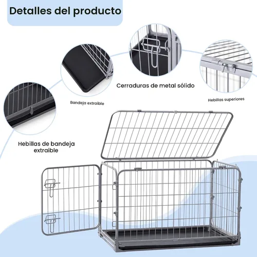 Vista 3 de ZOMISIA Jaula Plegable para Perros Pequeños - Perrera de Metal a Prueba de Escape de 30 Pulgadas con Doble Puerta, Jaula Plegable de Fácil Montaje