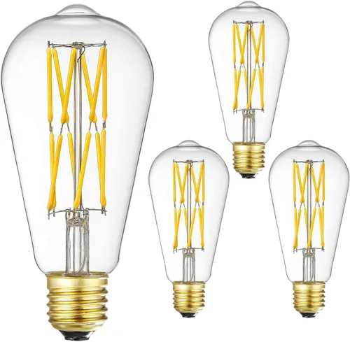 Vista 8 de Bombilla LED Edison regulable de 12 W, 3000 K, blanco suave, 1200 lm, base media E26 equivalente a 100 W, bombillas LED vintage ST64, ángulo de haz