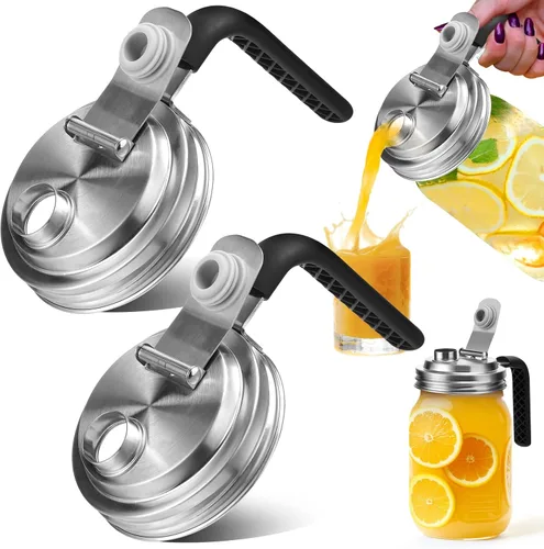 Vista 12 de Palksky Tapas para Beber de Frascos Mason, Accesorios de Tapa para Sorber de Frascos Mason de Boca Ancha de Acero Inoxidable, Tapa Abatible
