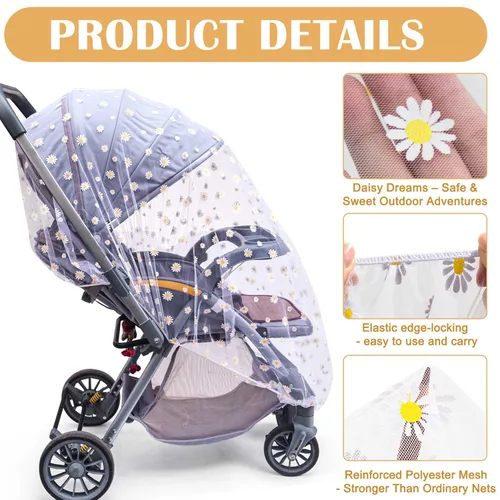 Vista 5 de Mosquitera para cochecito de bebé (paquete de 2) – Protección de malla duradera para moisés, cunas, corrales, Pack N Plays y mini cunas portátiles