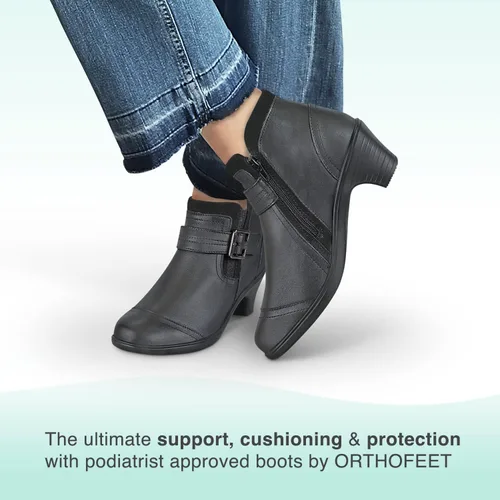 Vista 2 de Orthofeet Botas ortopédicas innovadoras para mujer, ideales para fascitis plantar, alivio del dolor de pies y talón. Pantuflas de soporte de arco