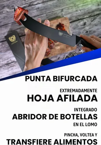 Vista 3 de Dalstrong BBQ Pitmaster - Cuchillo para carne de 9 pulgadas, serie Shadow Black, recubierto de nitruro de titanio negro, alto contenido de carbono