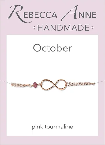 Vista 106 de Pulsera con dije de infinito con piedra natal, joyería hecha a mano, regalo para ella