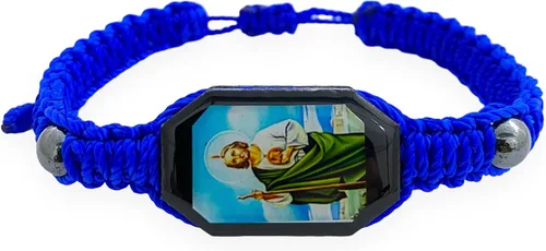 Vista 2 de San Judas - Pulsera ajustable reversible chapada en oro para hombres, mujeres, adolescentes, San Judas, Madera, Sin gemas.