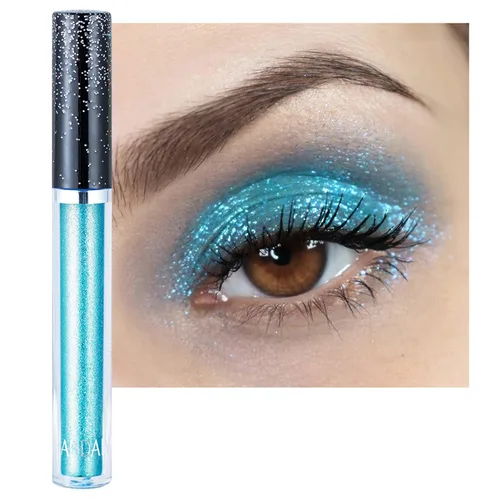 Vista 16 de Sombras de ojos con purpurina, sombras de ojos líquidas, metales de larga duración, plata brillante, dorado, sombras de ojos coloridas con purpurina