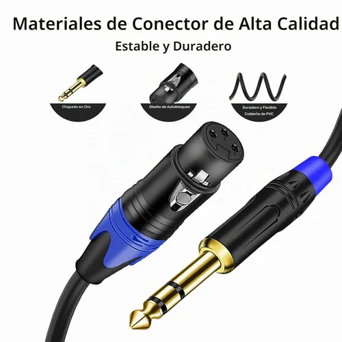 Vista 3 de Doble hembra XLR a 1/4 pulgadas (0.250 in) TRS estéreo macho enchufe Y-Splitter Cable, desequilibrado 2-XLR hembra a cuarto de pulgada adaptador