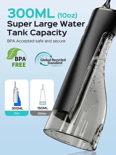 Vista 7 de COSLUS Irrigador de Agua Portátil para Dientes: 10 Ajustes de Presión Profesional para Ortodoncia, Aparejos y Encías Sensibles - Inalámbrico