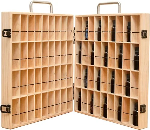 Vista 11 de Caja Organizadora de Viaje de Almacenamiento de Aceite Esencial de Bambú Pure Vie con Etiqueta de Tapa de Botella - Envase de Fragancia para Esmalte