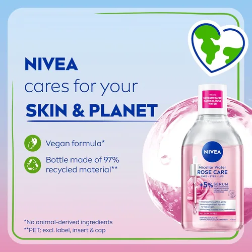 Vista 5 de NIVEA Agua limpiadora micelar, Skin Breathe Rose MicellAIR, 13.5 fl oz