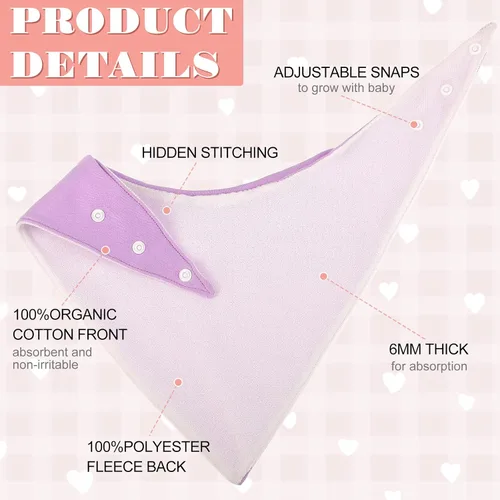 Vista 3 de Janmercy Paquete de 5 baberos tipo bandana para adultos, suaves, grandes, absorbentes, impermeables, para niños de 4 años en adelante, adolescentes