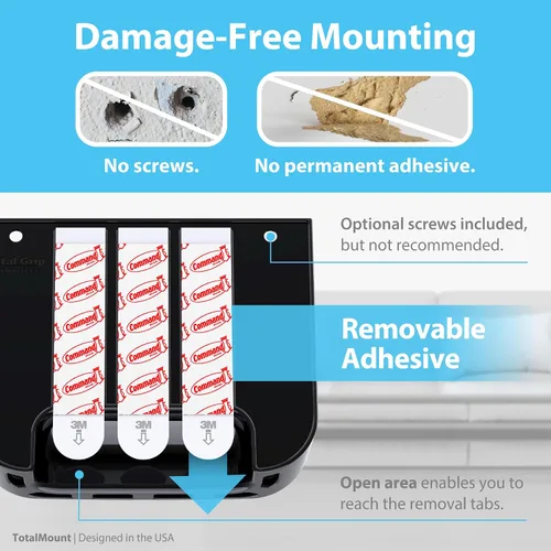 Vista 4 de TotalMount Soporte para control remoto sin agujeros – Elimina la necesidad de taladrar agujeros en la pared