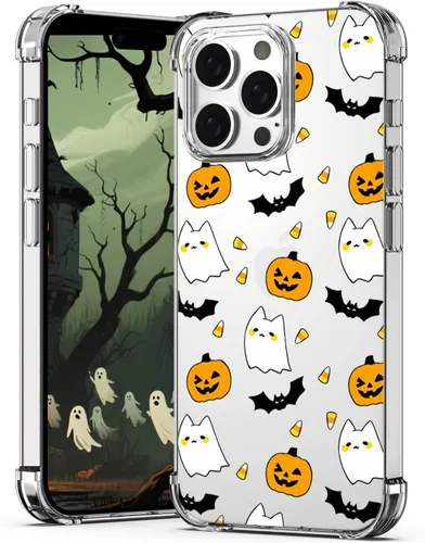 Vista 14 de Funda transparente para iPhone 17 Pro Max, diseño de calabaza negra Funda protectora suave para iPhone 17 Pro Max Halloween Pumpkin