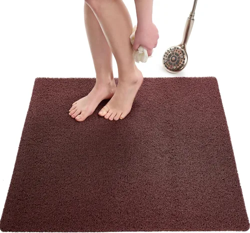 Vista 153 de Enkosi Alfombra de ducha antideslizante Loofah para suelos de ducha, bañera, baños, zonas húmedas, alfombrilla de baño acolchada con agujeros