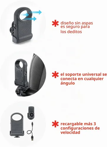Vista 3 de Skip Hop Ventilador portátil sin aspas, ajustable 3 velocidades, paseo y conecta, gris