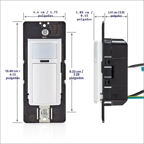 Vista 10 de Leviton Interruptor de luz con sensor de movimiento, activado por movimiento, encendido/apagado automático o encendido manual, 2A, no requiere cable