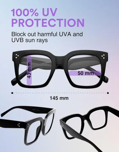 Vista 2 de zeroUV - Gafas de sol cuadradas retro de moda de gran tamaño para mujer estilo vintage 1.969pulgadas