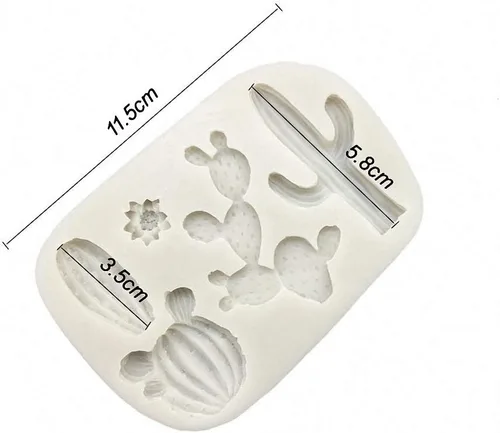 Vista 3 de Molde de silicona para fondant de cactus de 5 cavidades, molde de caramelo de chocolate, herramientas de decoración de pasteles, moldes de arcilla
