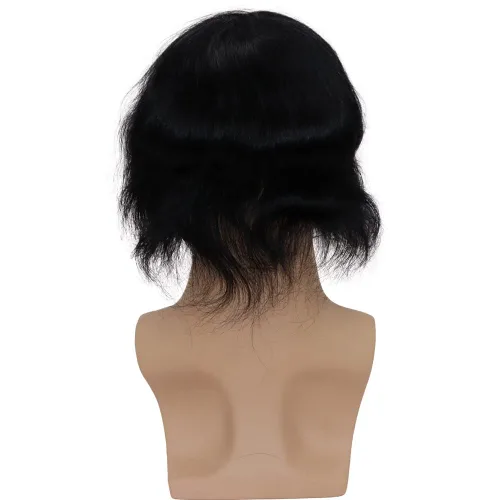 Vista 5 de toupee tupé para hombres 0.002 in ultra suave, transparente, piel fina, toda línea capilar natural con bucle en V para hombre, pelucas de sistemas