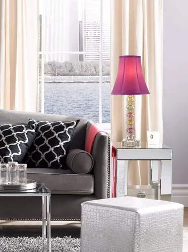 Vista 7 de 360 Lighting - Lámpara de mesa de acento estilo bohemio tradicional y chic, 21" de alto, vidrio multicolor apiladas, campana en forma de orquídea