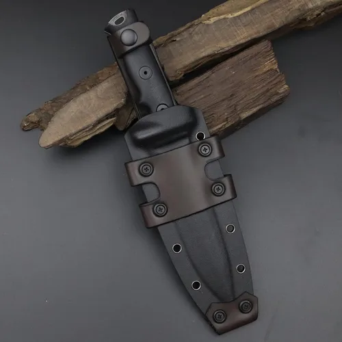 Vista 7 de Hoja fija táctica primitiva de jungla de 11.5 pulgadas, de espiga completa, diente dorsal afilado y cuchillo de supervivencia para campamento, mango