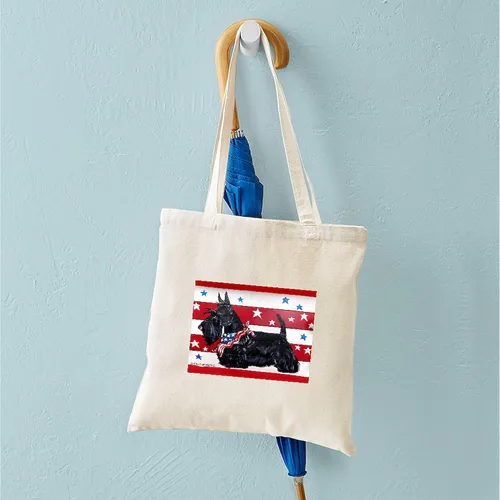 Vista 4 de CafePress American Scottie - Bolsa de compras de lona beige natural reutilizable