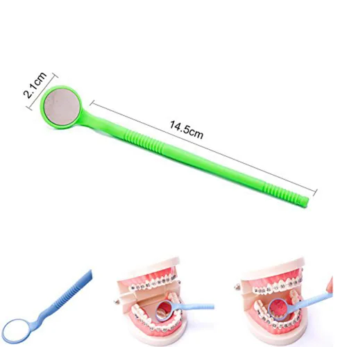 Vista 2 de Easyinsmile Espejo bucal dental autoclavable anti niebla para inspección dental dental de plástico espejos dentales para dientes orales (verde)