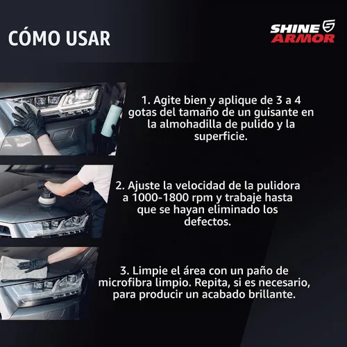 Vista 4 de SHINE ARMOR Removedor de Arañazos para Coche, Protección y Eliminación de Remolinos, Abrillantador 4oz