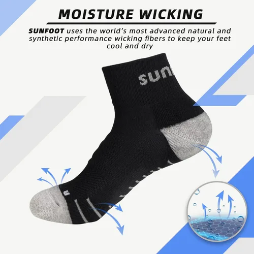 Vista 2 de SUNFOOT 3 Pair Men Ankle Socks Women Breathable Athletic Socks Compression Running Sock Cushioned No Show Sport Cotton Socks