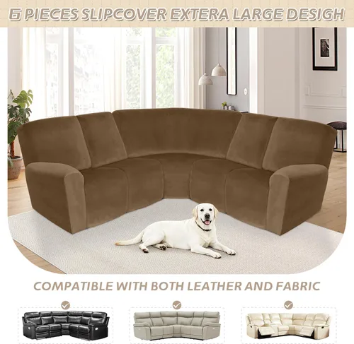 Vista 586 de Arfntevss Fundas de sofá seccional reclinable de terciopelo, Funda de sofá seccional de esquina para sofá reclinable, Funda elástica suave