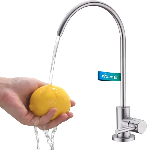Vista 12 de VFAUOSIT - Grifo de cocina con rociador extraíble, grifo de fregadero de cocina sin plomo, níquel cepillado, acero inoxidable, arco alto, extracción
