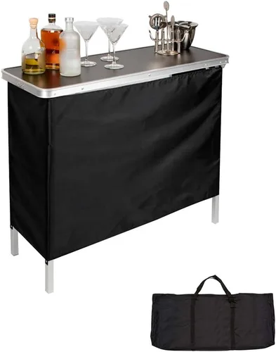 Vista 4 de Trademark Innovations Mesa alta de bar portátil, Aluminio, Negro