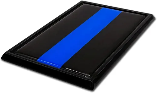 Vista 5 de Elektroplate Emblema negro de metal de línea azul delgada de policía para automóviles, camiones y todos los automóviles, ajuste universal de 3.8 x