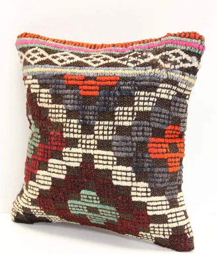 Vista 3 de Oriental Kilim Pillow Cover 12x12 inch Handmade Small Sofa Pillow Cover Chair Pillow