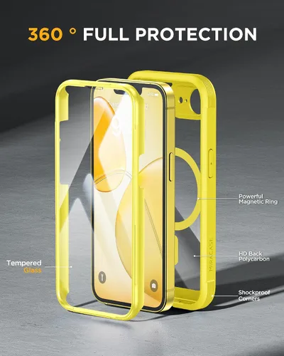 Vista 334 de Miracase Serie de vidrio para iPhone 11 de 6.1 pulgadas, funda protectora de cuerpo completo resistente mejorada con protector de pantalla de vidrio