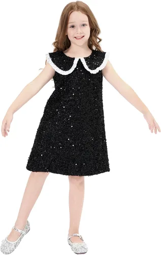 Vista 2 de Vestido de lentejuelas brillantes para niñas, vestidos de fiesta de princesa para niñas pequeñas, traje de cumpleaños, vestidos para ocasiones