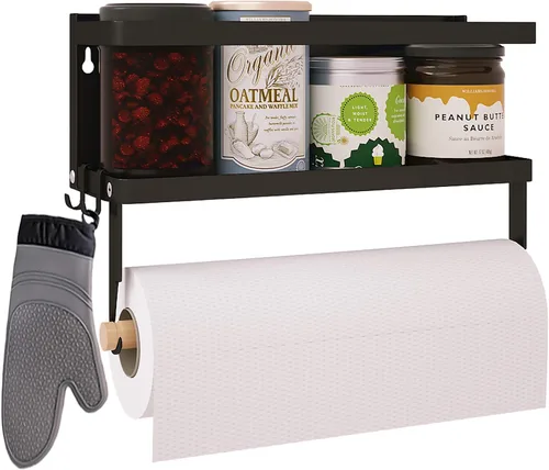 Vista 8 de Soporte magnético para toallas de papel para refrigerador, estante magnético para especias, estante magnético para estufa, toallero de montaje