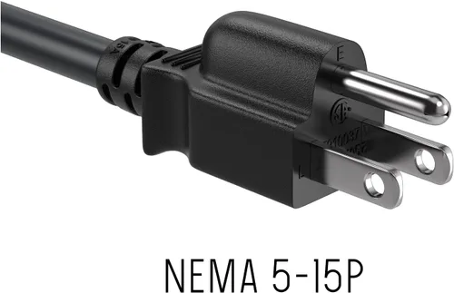 Vista 2 de Cable Leader Cable de alimentación de computadora NEMA 5-15P a IEC C13, cable de alimentación de CA resistente de 3 clavijas para PC, monitor, Negro