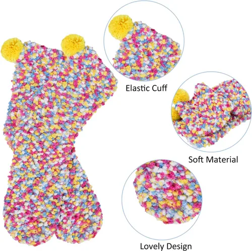 Vista 4 de YSense 2-3 Pairs Womens Fuzzy Socks Warm Winter Cozy Fluffy Socks Cute Animal Slipper Socks