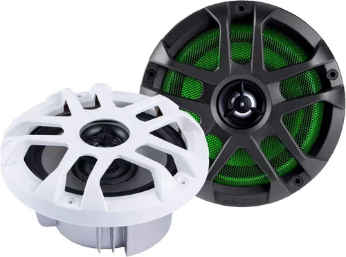 Vista 2 de Memphis Audio LED Marine Speaker Pack: 3 pares de MXA60L 6.5" Marine Grade, incluye parrillas blancas y negras con LED RGB